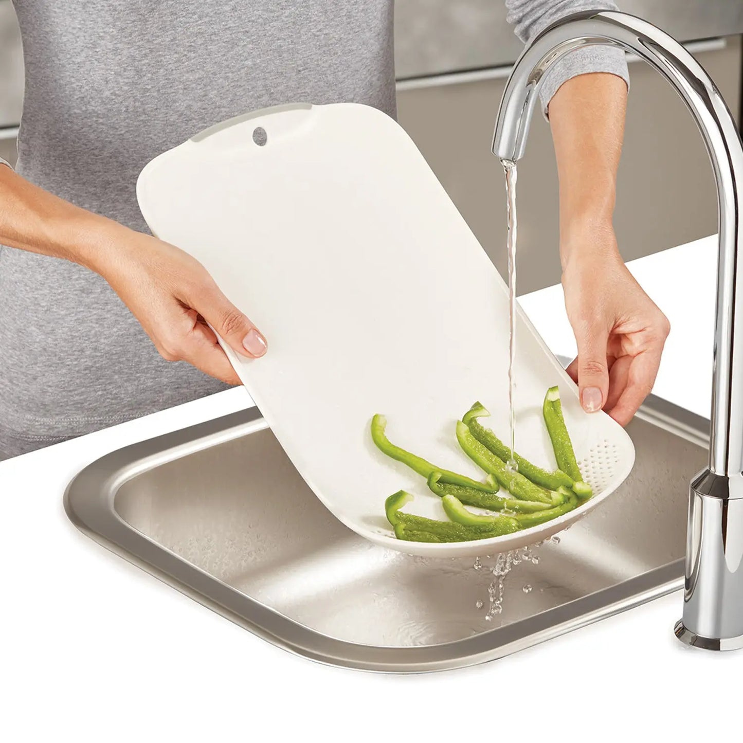 Chop & Drain Chopping Board with Sleek Knife – Multipurpose Kitchen Tool - Chestore