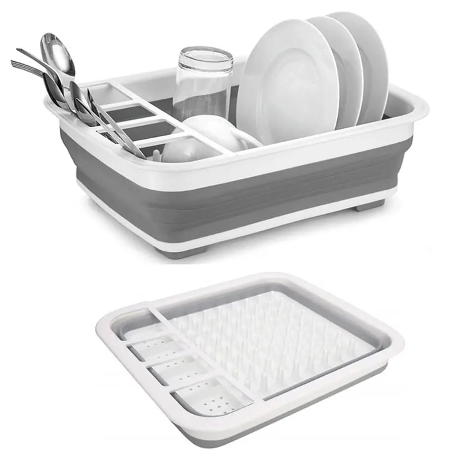 Collapsible Folding Silicone Dish Drying Drainer Rack | Spoon, Fork & Knife Storage Holder - Chestore