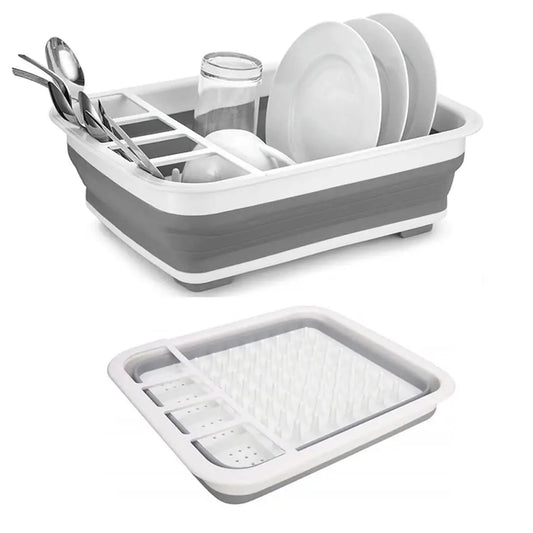 Collapsible Folding Silicone Dish Drying Drainer Rack | Spoon, Fork & Knife Storage Holder - Chestore