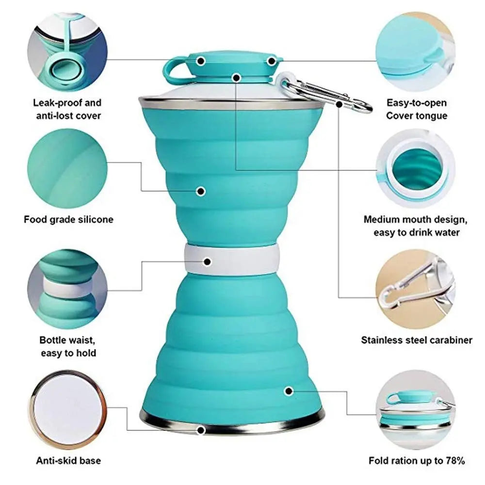 Silicone Traveling Water Bottle – Leak - Proof, Collapsible & BPA - Free for Outdoor Adventures - Chestore