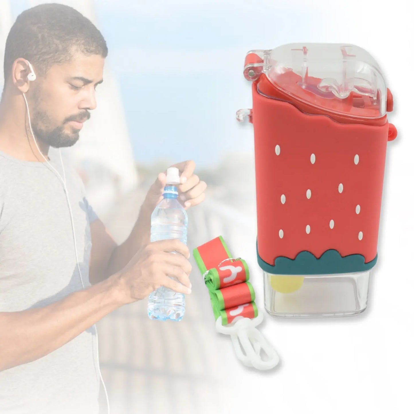 Cute Ice Cream - Shaped Kids Water Bottle – 300ml Leakproof Bottle with Straw & Strap - Chestore