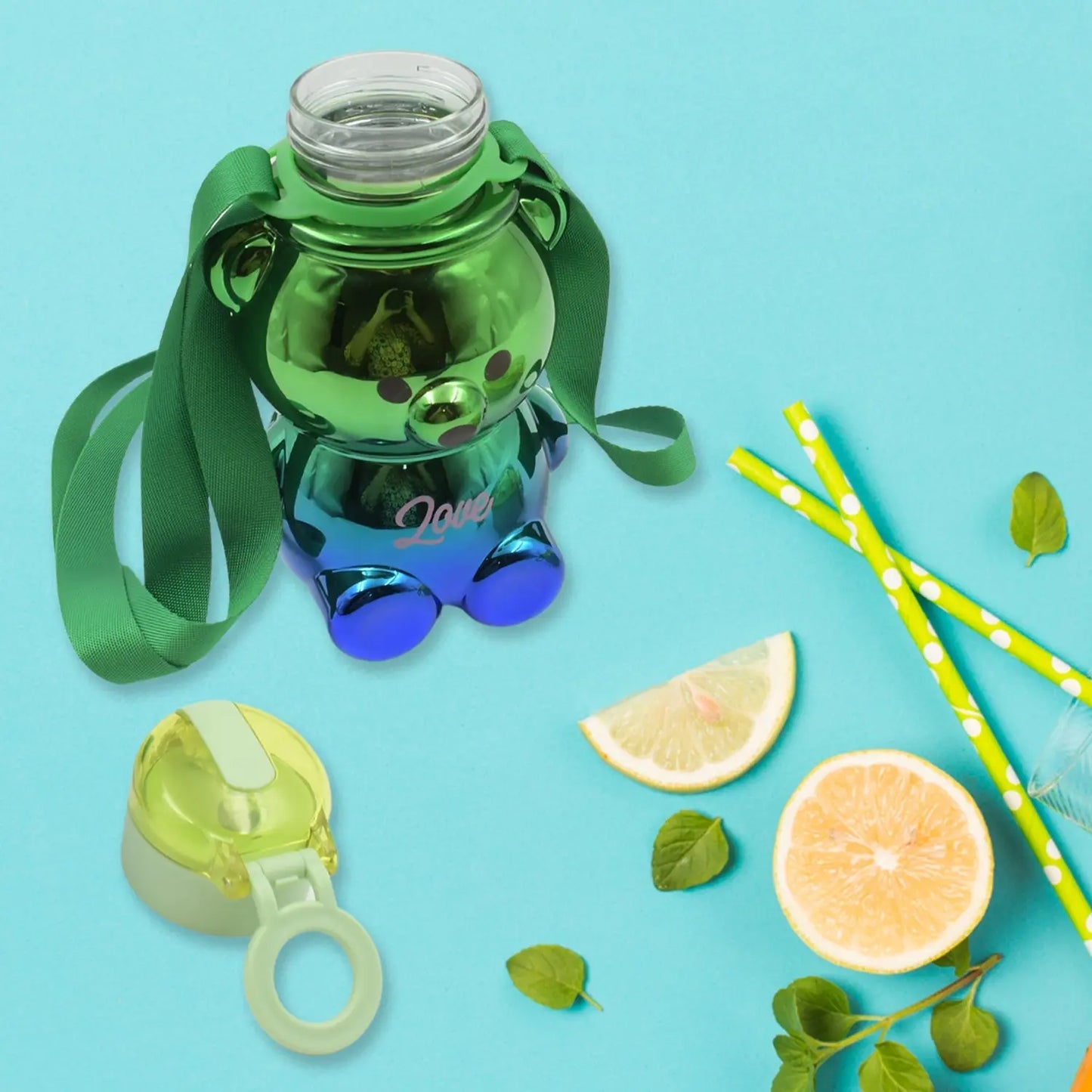 Cute Kids Water Bottle with Straw & Stickers – Adjustable Strap & Portable Design - Chestore