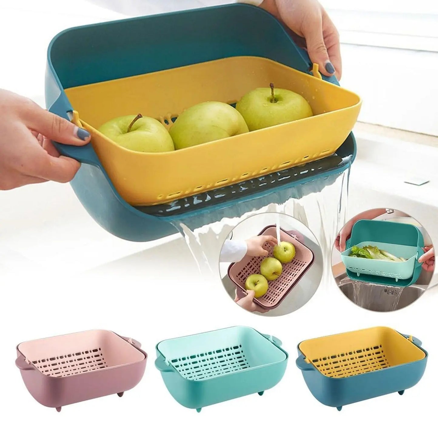 Multifunctional Double - Layer Rotatable Strainer Bowl – BPA - Free - Chestore