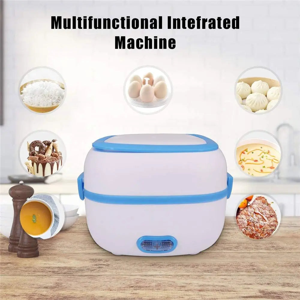 Electric Lunch Box | Portable Food Warmer with Removable Stainless Steel Compartments (220V, 200W) for Car & Office - Chestore