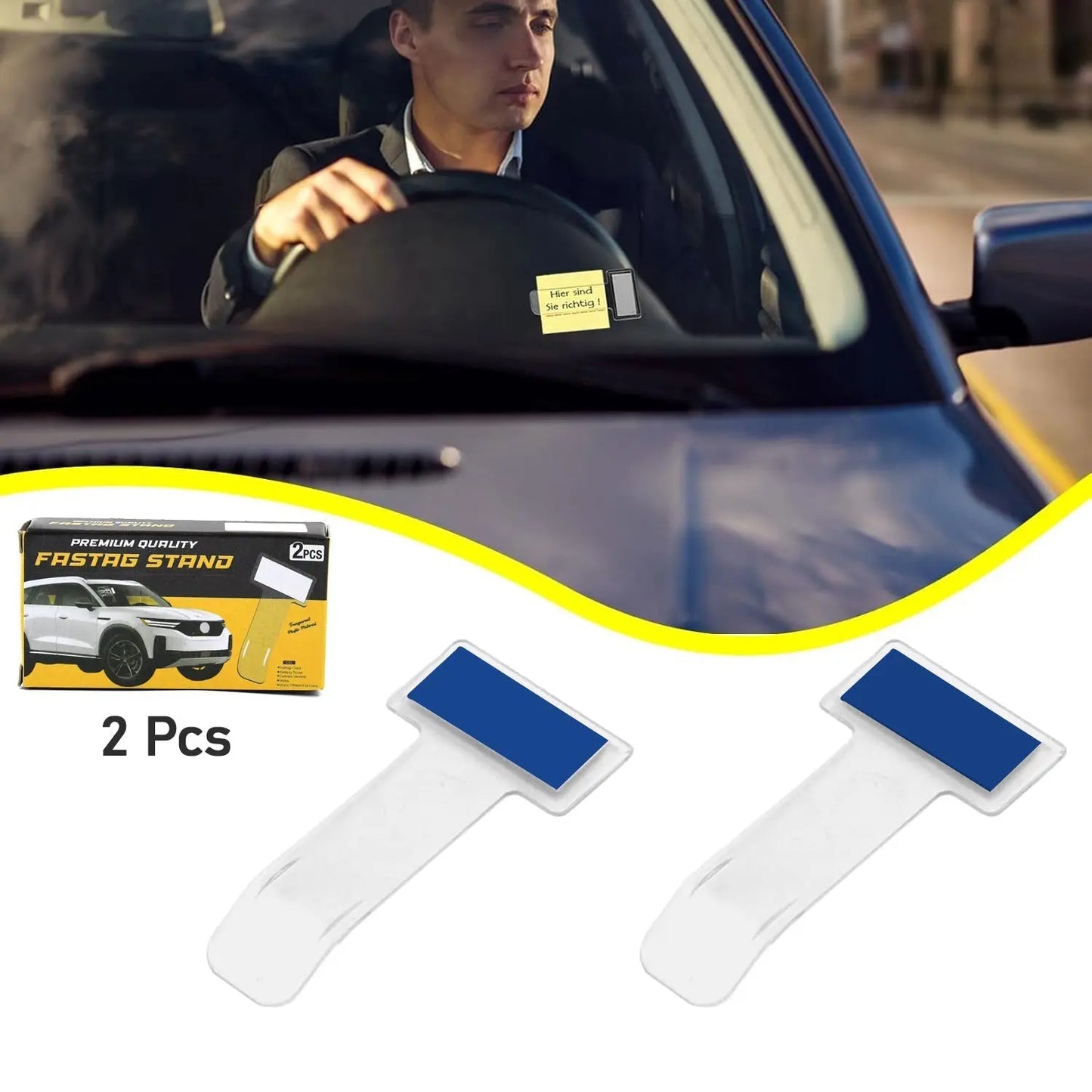 Windscreen Cardholder & FASTag Stand – Transparent Ticket Holder (2 Pc Set) - Chestore