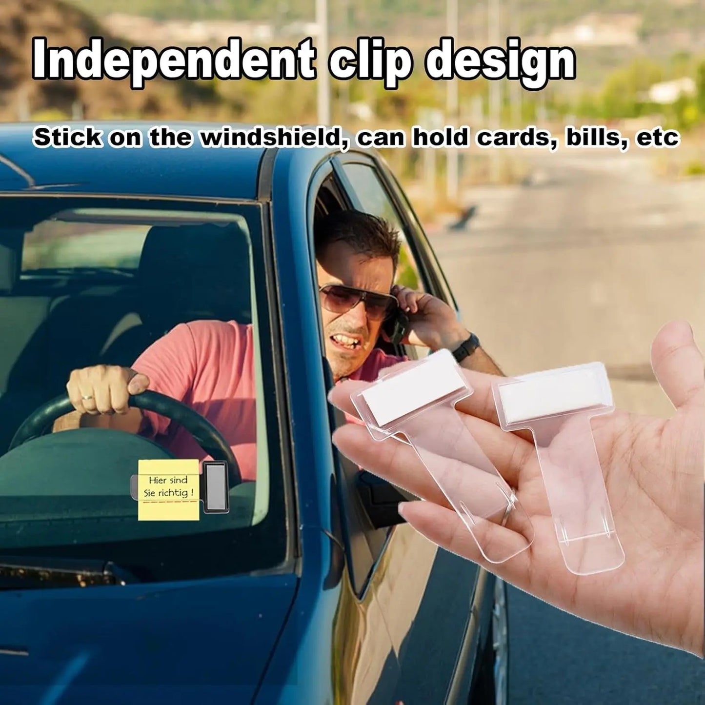 Windscreen Cardholder & FASTag Stand – Transparent Ticket Holder (2 Pc Set) - Chestore