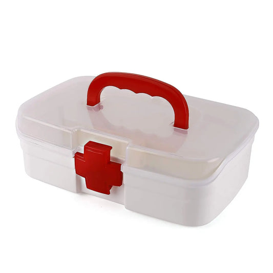 3 - Compartment Medical Storage Box – First Aid Organizer with Handle & Detachable Tray - Chestore