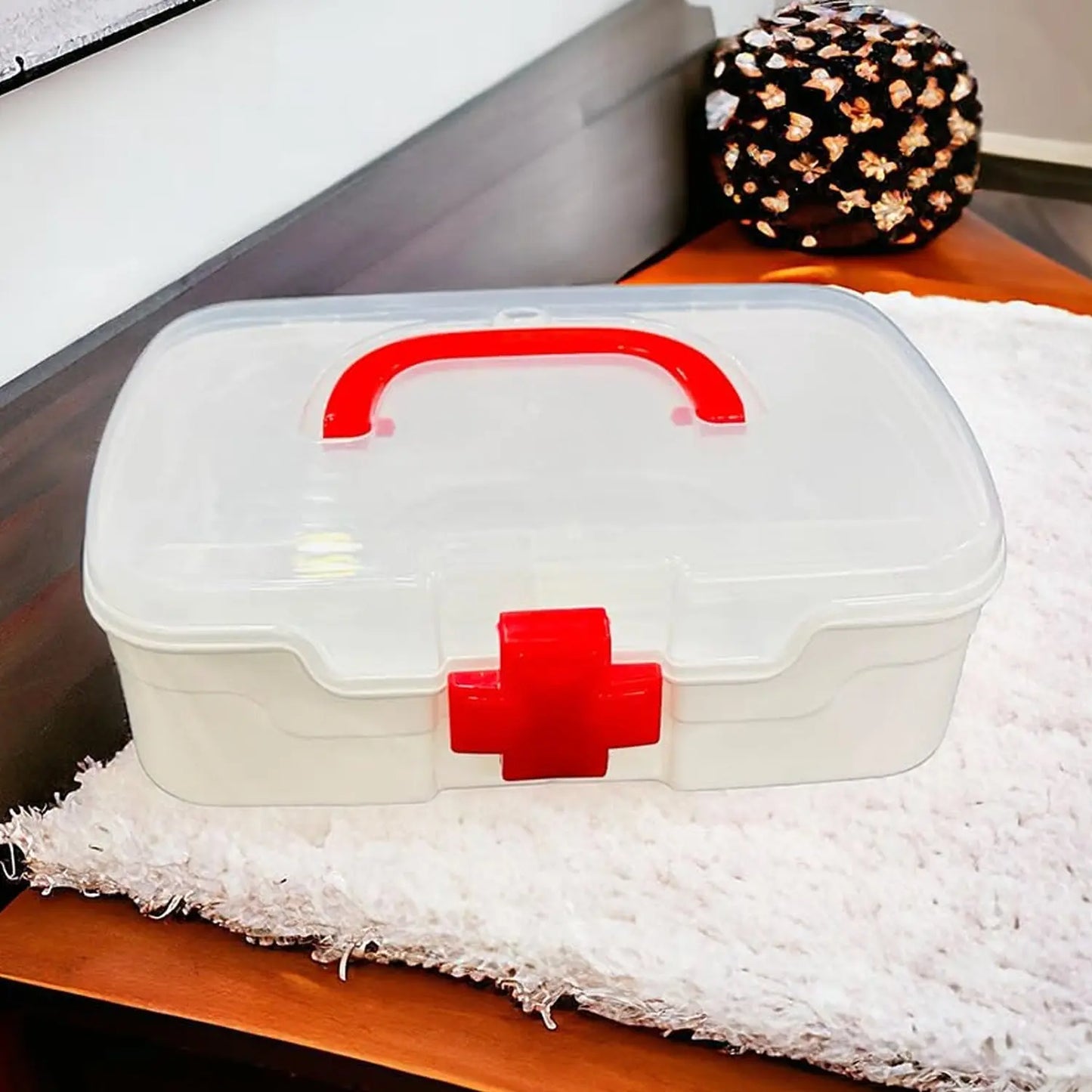 3 - Compartment Medical Storage Box – First Aid Organizer with Handle & Detachable Tray - Chestore