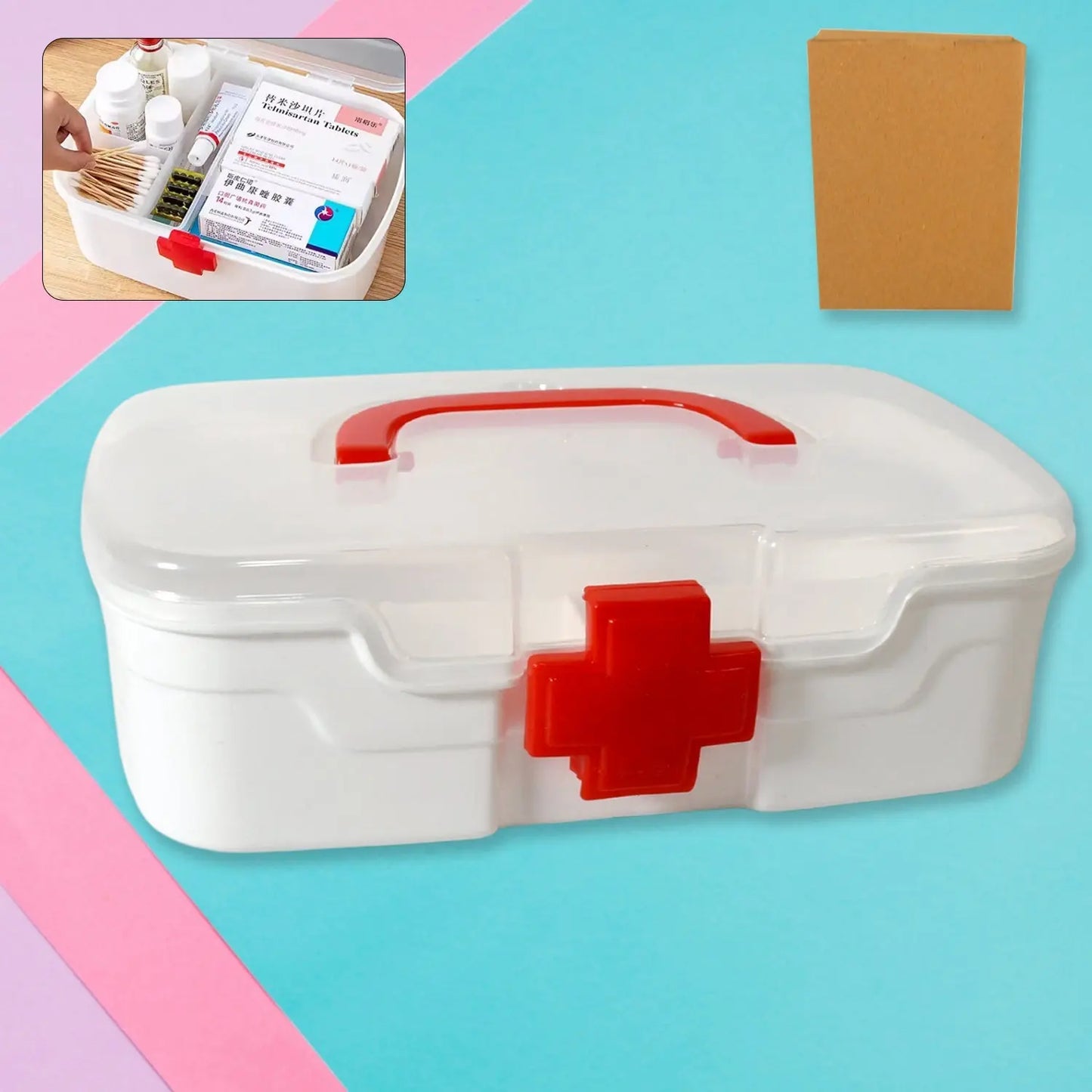 Multi - Purpose Medical Storage Box with Handle & Detachable Tray | Transparent First Aid Organizer – 1 Pc - Chestore