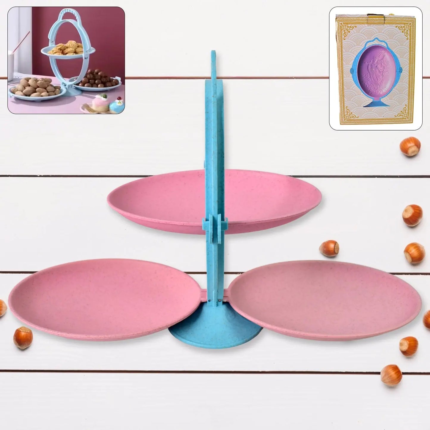 🍬 Foldable Fruit Plate & Candy Dish – Multi - Use Mirror Shape Tray (1 Set) - Chestore