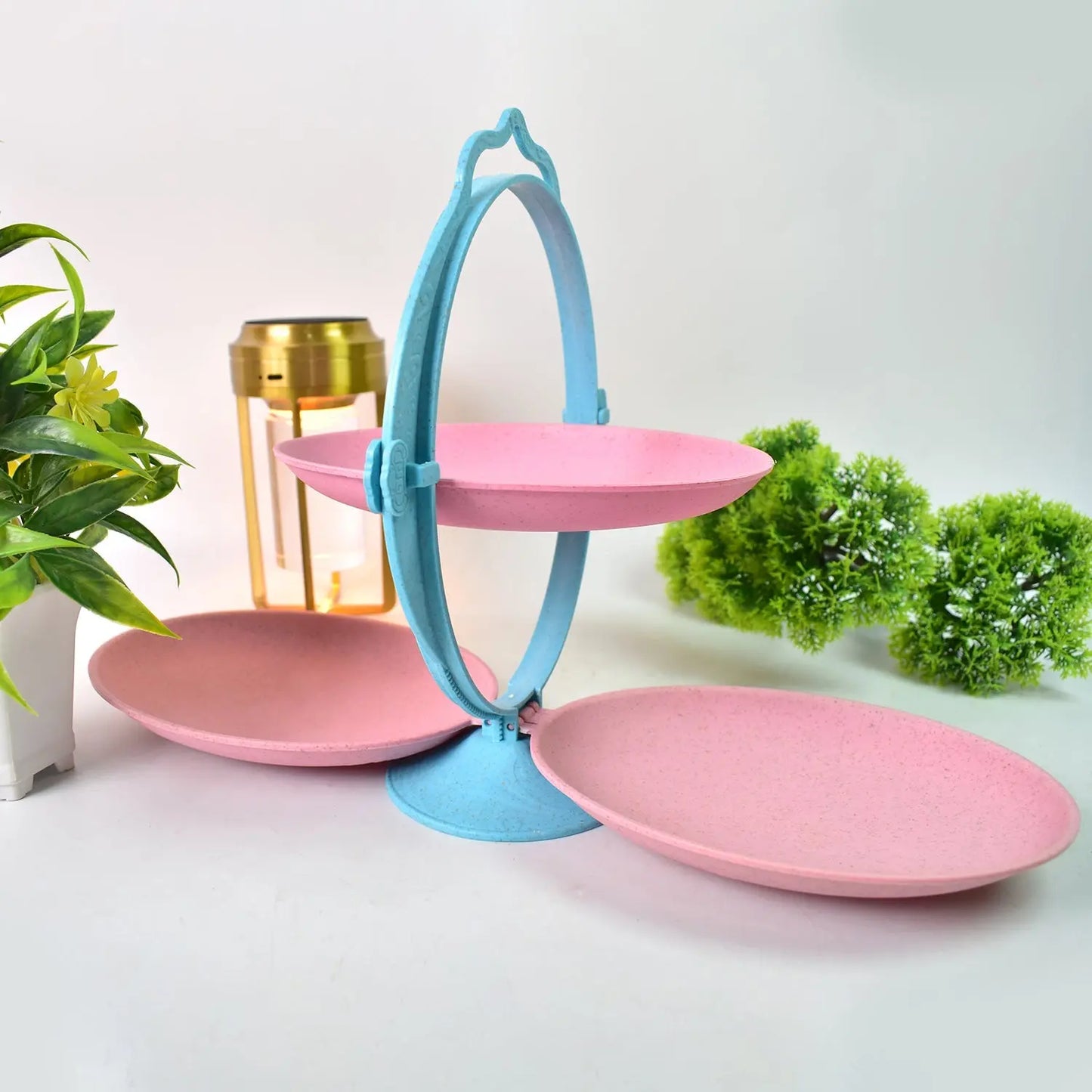 🍬 Foldable Fruit Plate & Candy Dish – Multi - Use Mirror Shape Tray (1 Set) - Chestore