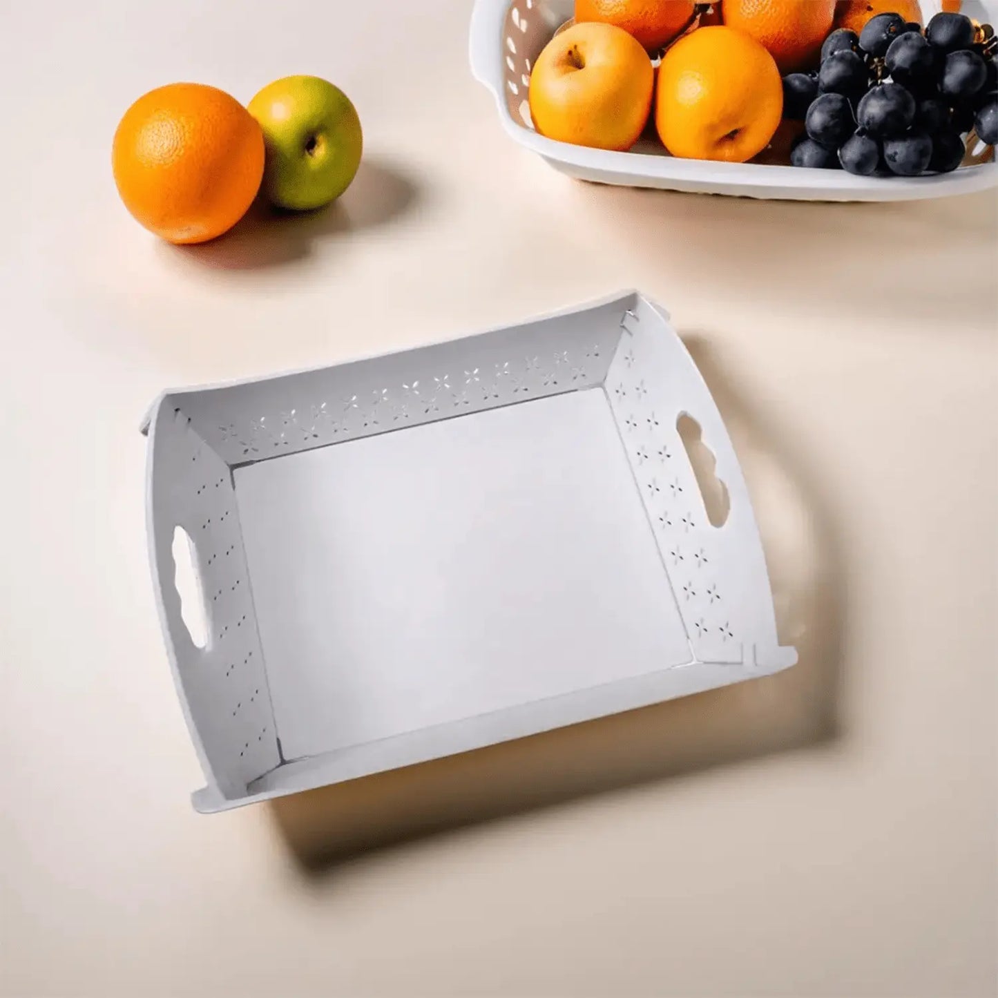 Foldable Serving Tray with Handle | Plastic Food Tray for Kitchen, Outdoor & Restaurant Use - Chestore