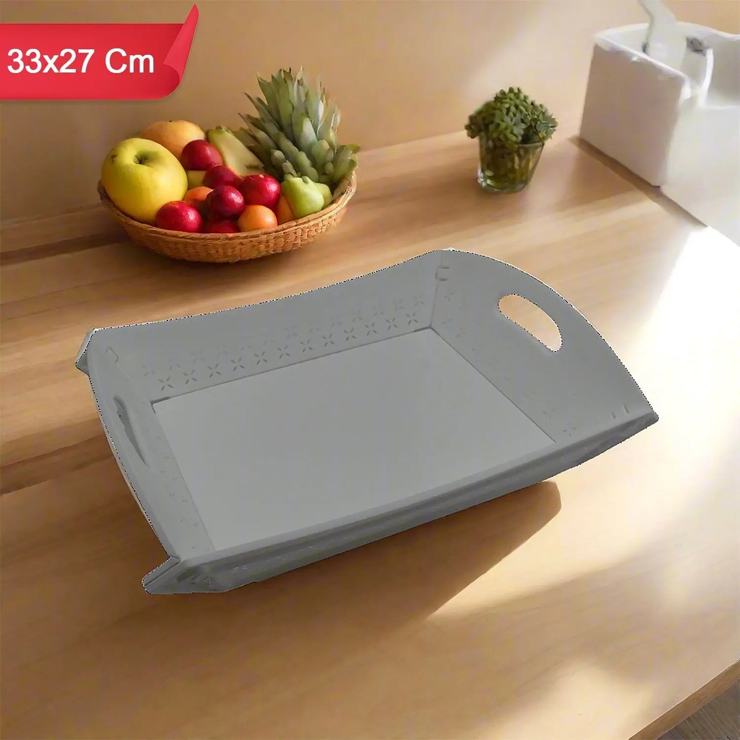 Foldable Serving Tray with Handle | Plastic Food Tray for Kitchen, Outdoor & Restaurant Use - Chestore