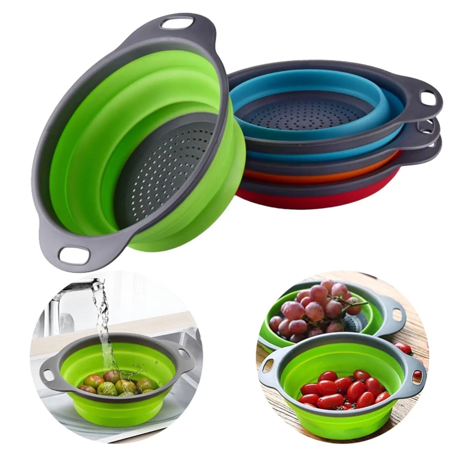 Round Foldable Silicone Strainer – Multipurpose Kitchen Tool - Chestore