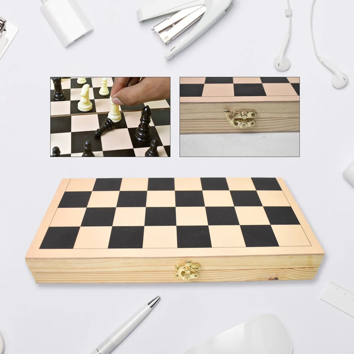 Folding Wooden Chess Board Set (30 30 Cm 1 Set) - Chestore