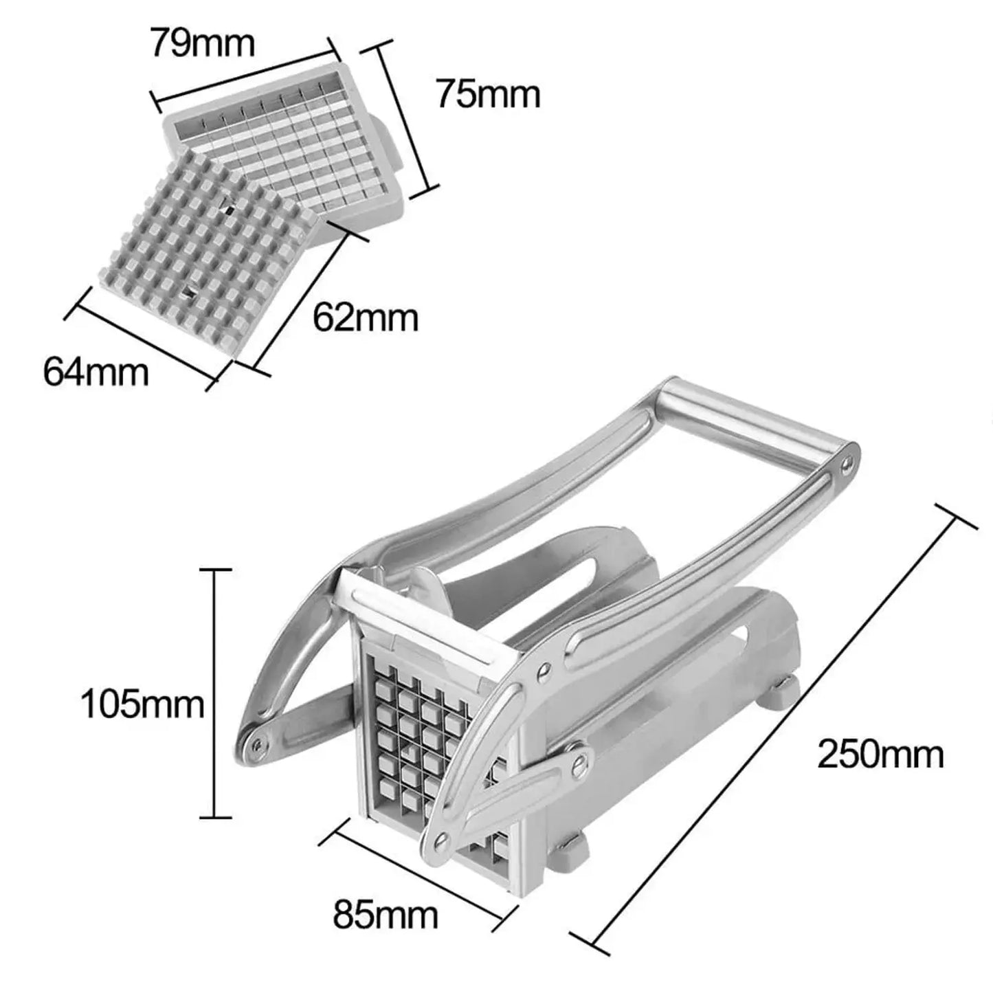 French Fries & Potato Chips Cutter – Potato Strip Cutter Machine with Blade - Chestore