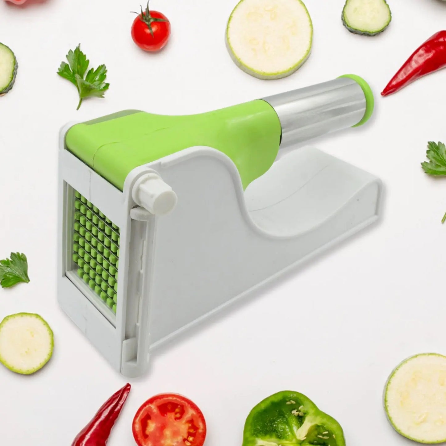 🍟 Virgin Plastic French Fry Chipser – Potato Slicer with Container - Chestore