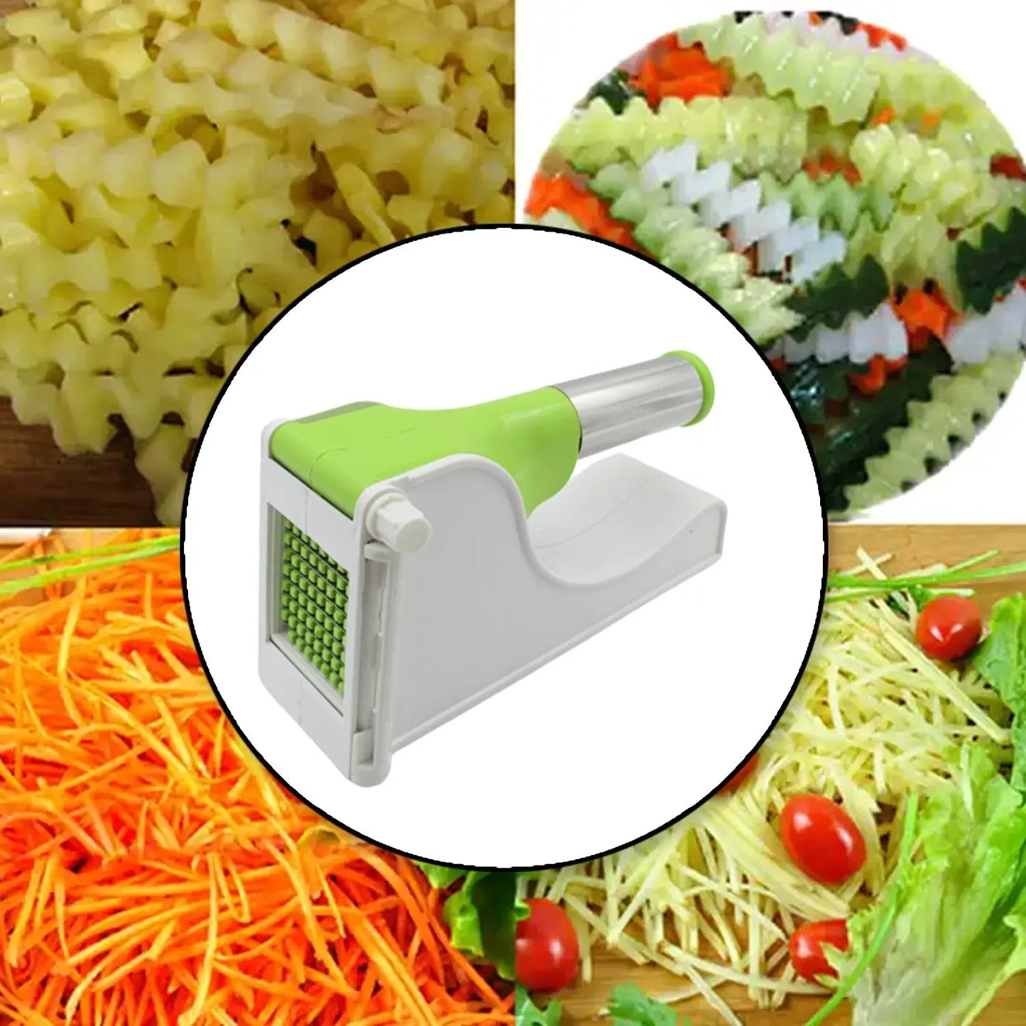 🍟 Virgin Plastic French Fry Chipser – Potato Slicer with Container - Chestore