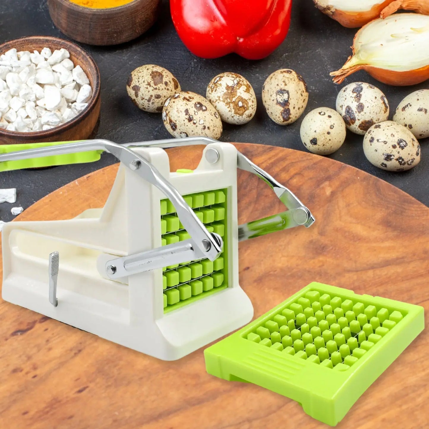 French Fry Cutter | Stainless Steel Vegetable & Potato Cutter for Fries, Carrots, Onions & More - Chestore