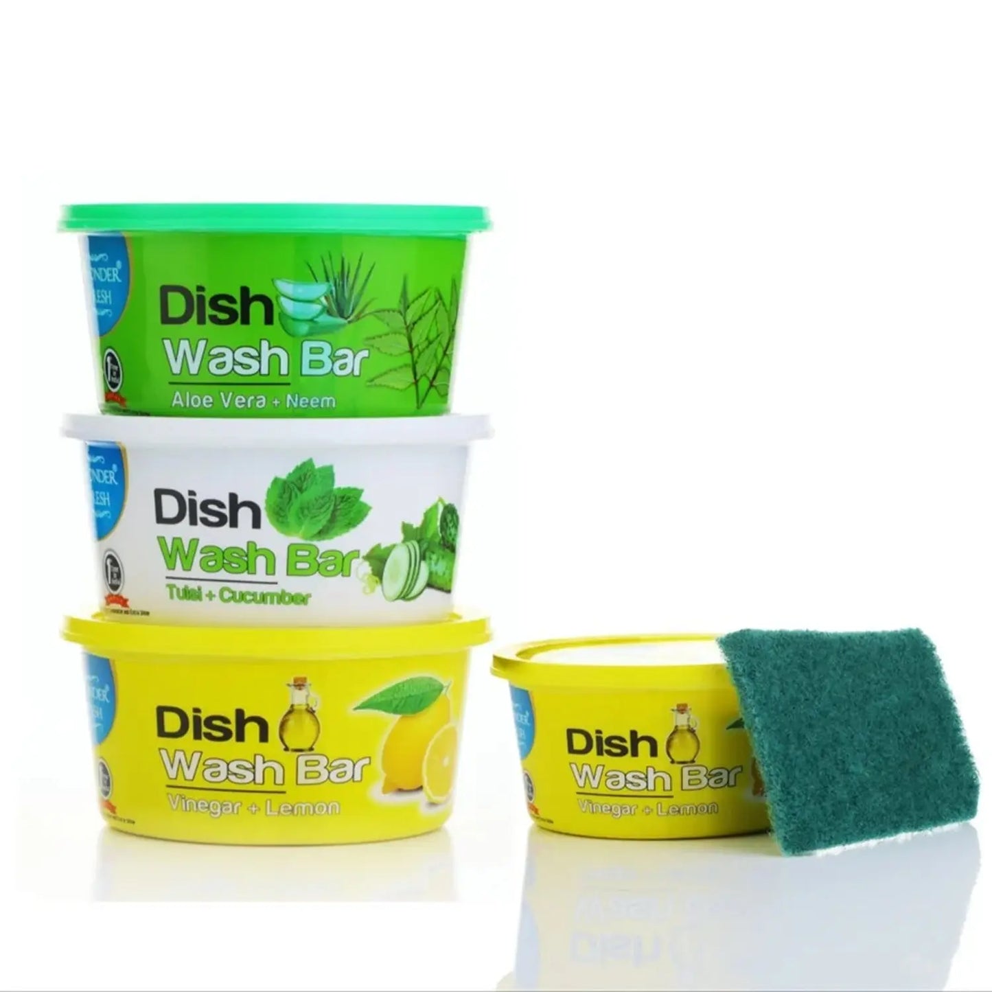 Fresh Mix Flavor Round Dishwash Bar – Tough Stain Remover with Free Scrubber (350g) - Chestore