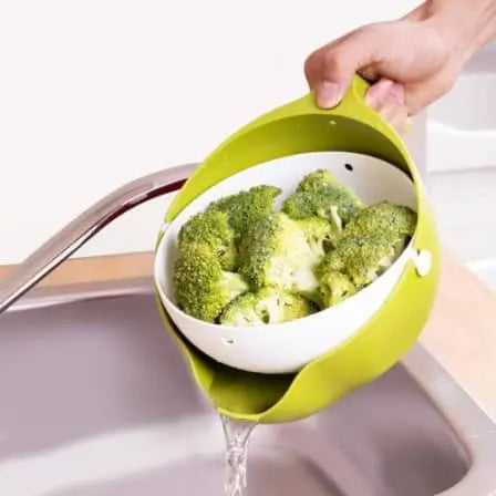 Multi - Functional Fruit & Vegetable Washing Bowl with Strainer & Handle - Chestore