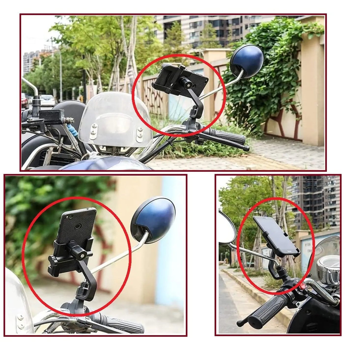 Full Metal Body Bike Scooty 360° Rotating Mobile Holder Stand for Maps & GPS Navigation - Fits All Smartphones - Chestore