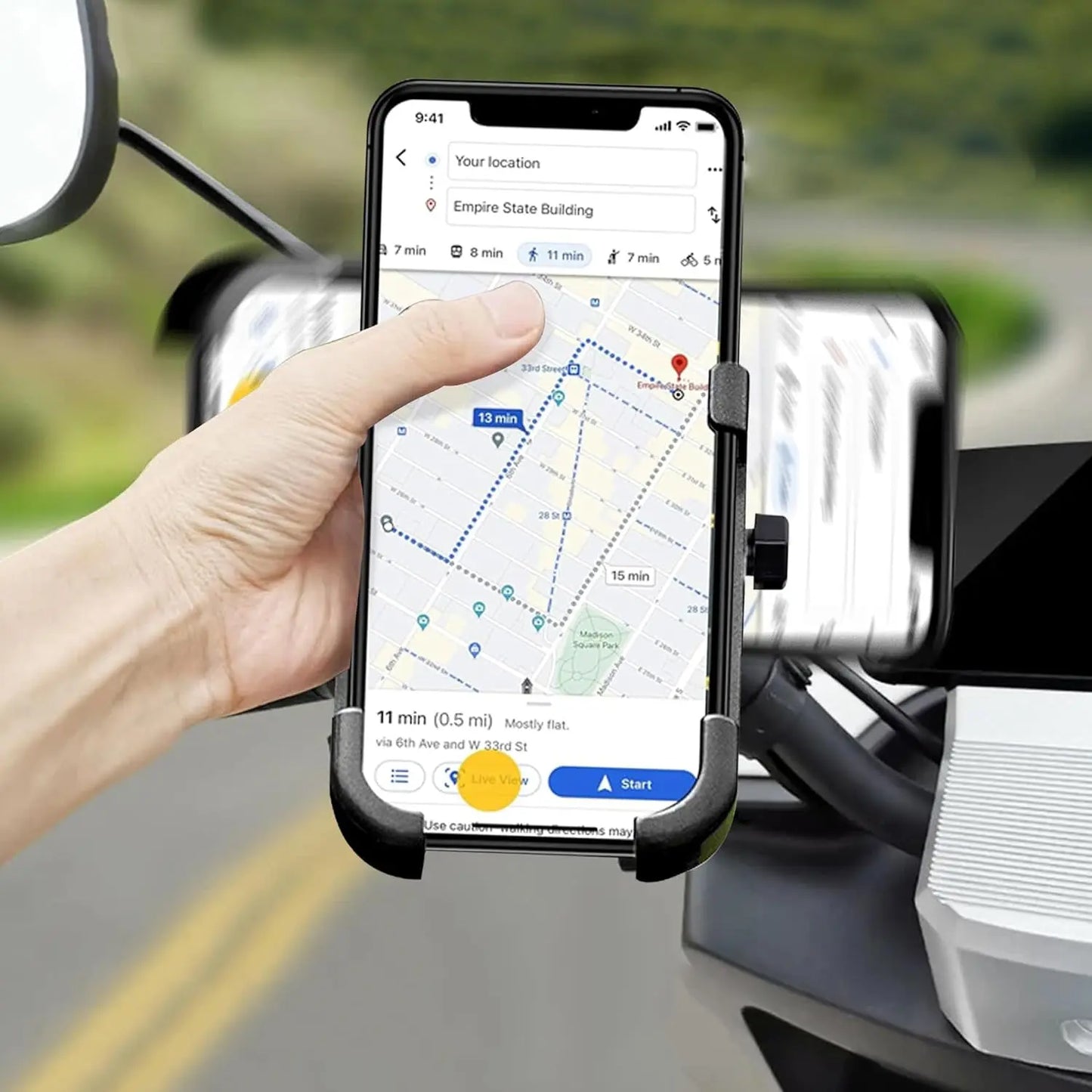 Full Metal Body Bike Scooty 360° Rotating Mobile Holder Stand for Maps & GPS Navigation - Fits All Smartphones - Chestore