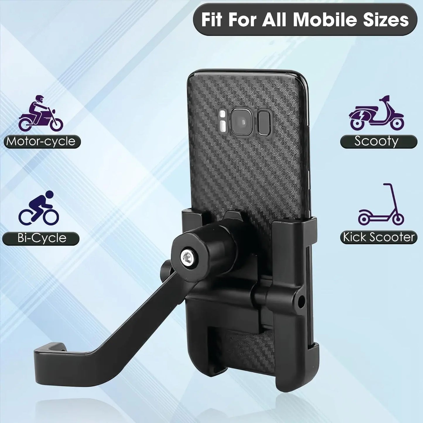 Full Metal Body Bike Scooty 360° Rotating Mobile Holder Stand for Maps & GPS Navigation - Fits All Smartphones - Chestore