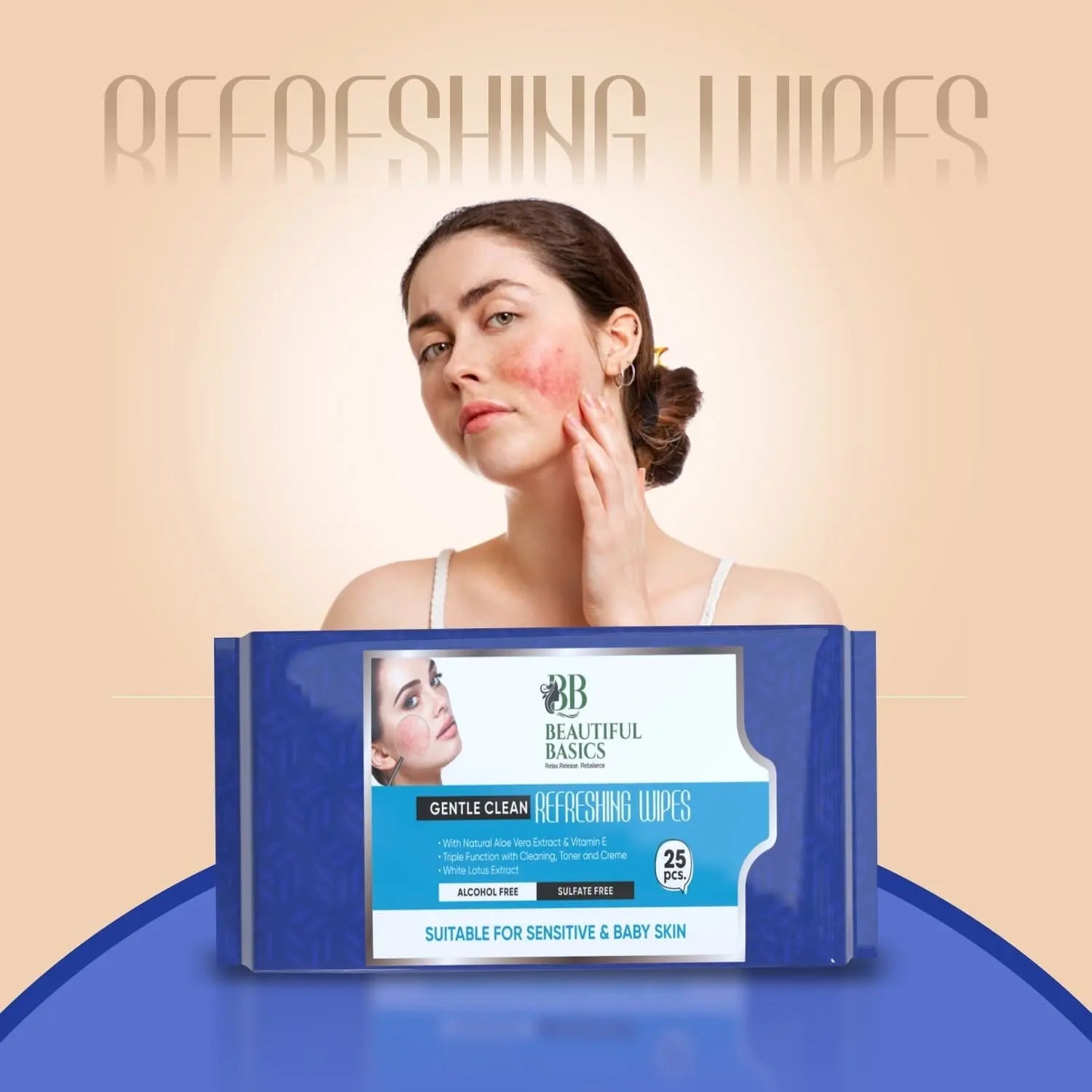 Beautiful Basics Dry Sensitive Skin Face Wipes (2 Pkts X 50 Pcs Wipes) - Chestore