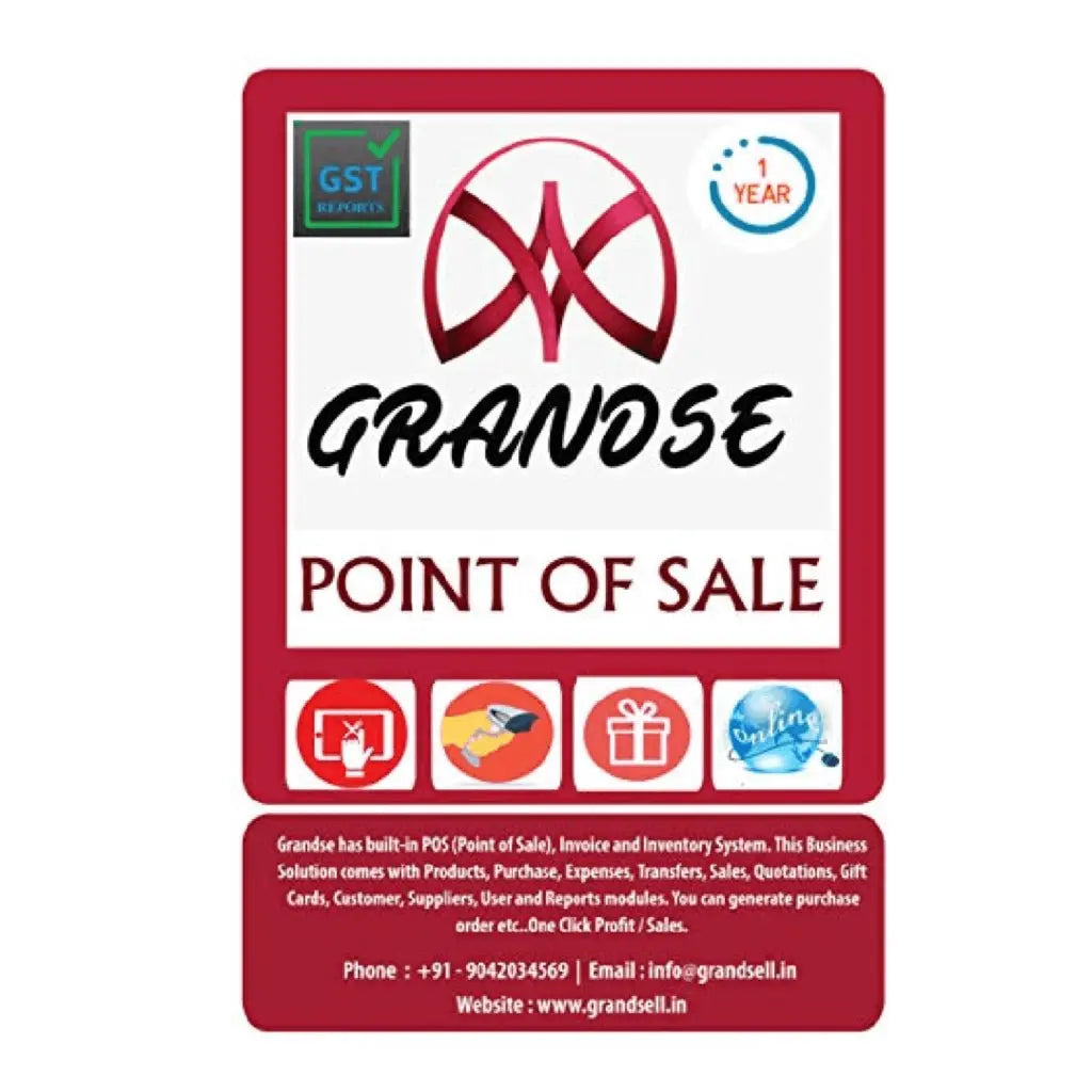 Grandse Billing Software Bundle with Barcode Scanner & 80mm Thermal Printer - Chestore