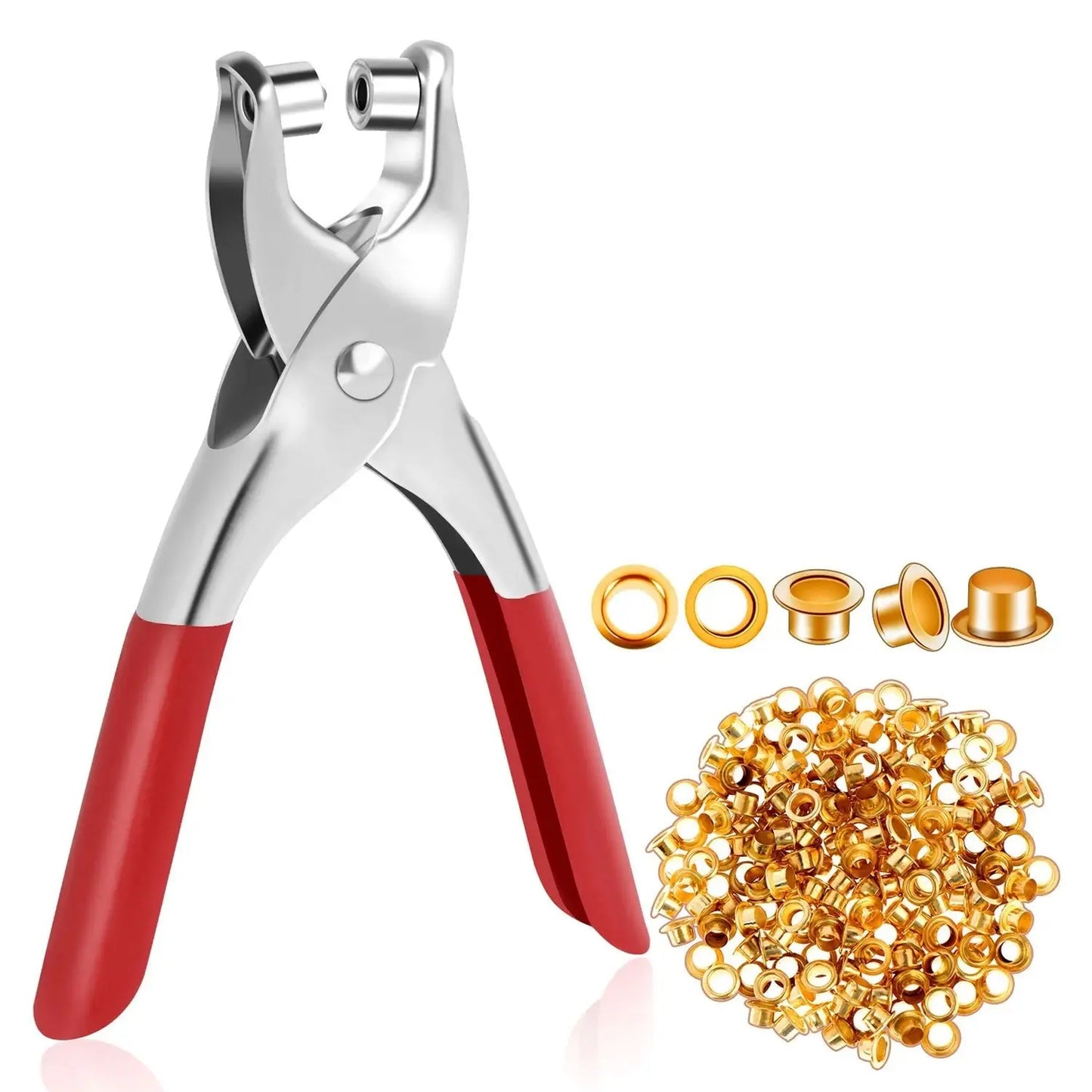 Grommet Setting Tool Kit – 25 PCS Gold Eyelets | Heavy - Duty Hole Punch for Leather, Canvas & Fabrics - Chestore