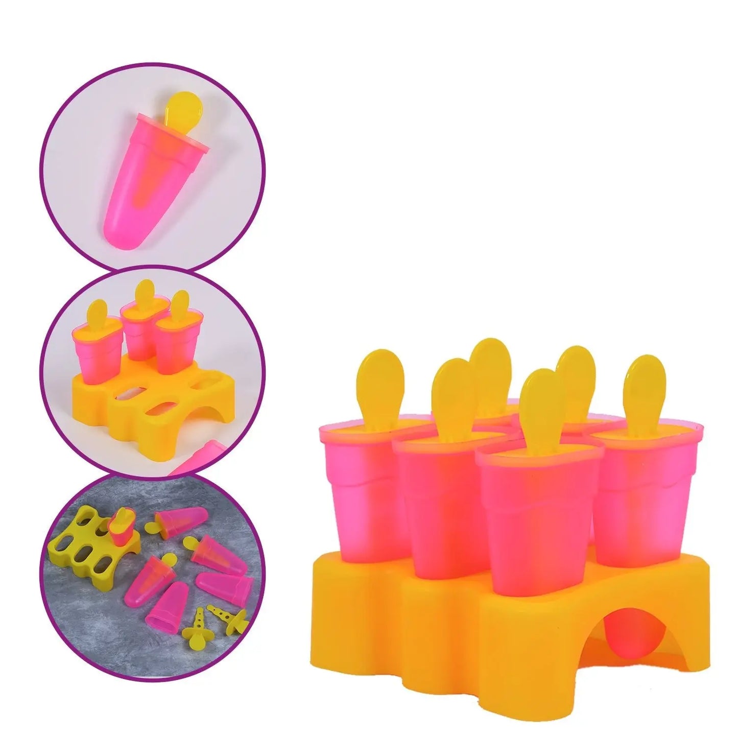 Kulfi Maker Moulds Set (6 Pcs) – Plastic Homemade Ice Cream Moulds for Freezer Use - Chestore
