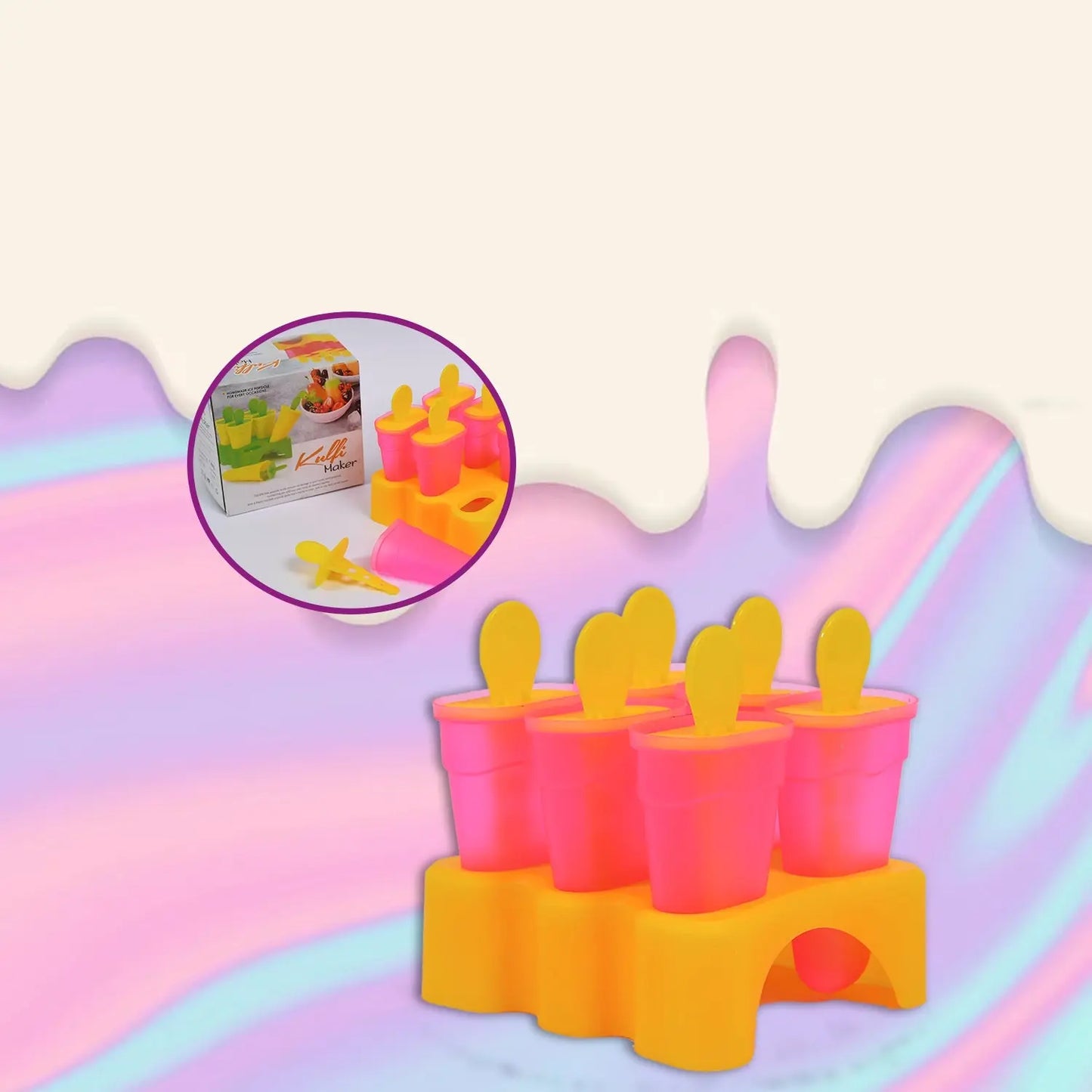 Kulfi Maker Moulds Set (6 Pcs) – Plastic Homemade Ice Cream Moulds for Freezer Use - Chestore