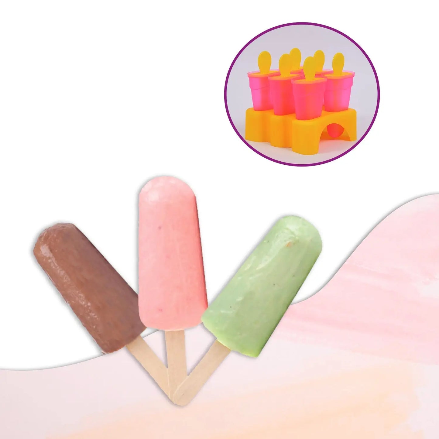 Kulfi Maker Moulds Set (6 Pcs) – Plastic Homemade Ice Cream Moulds for Freezer Use - Chestore