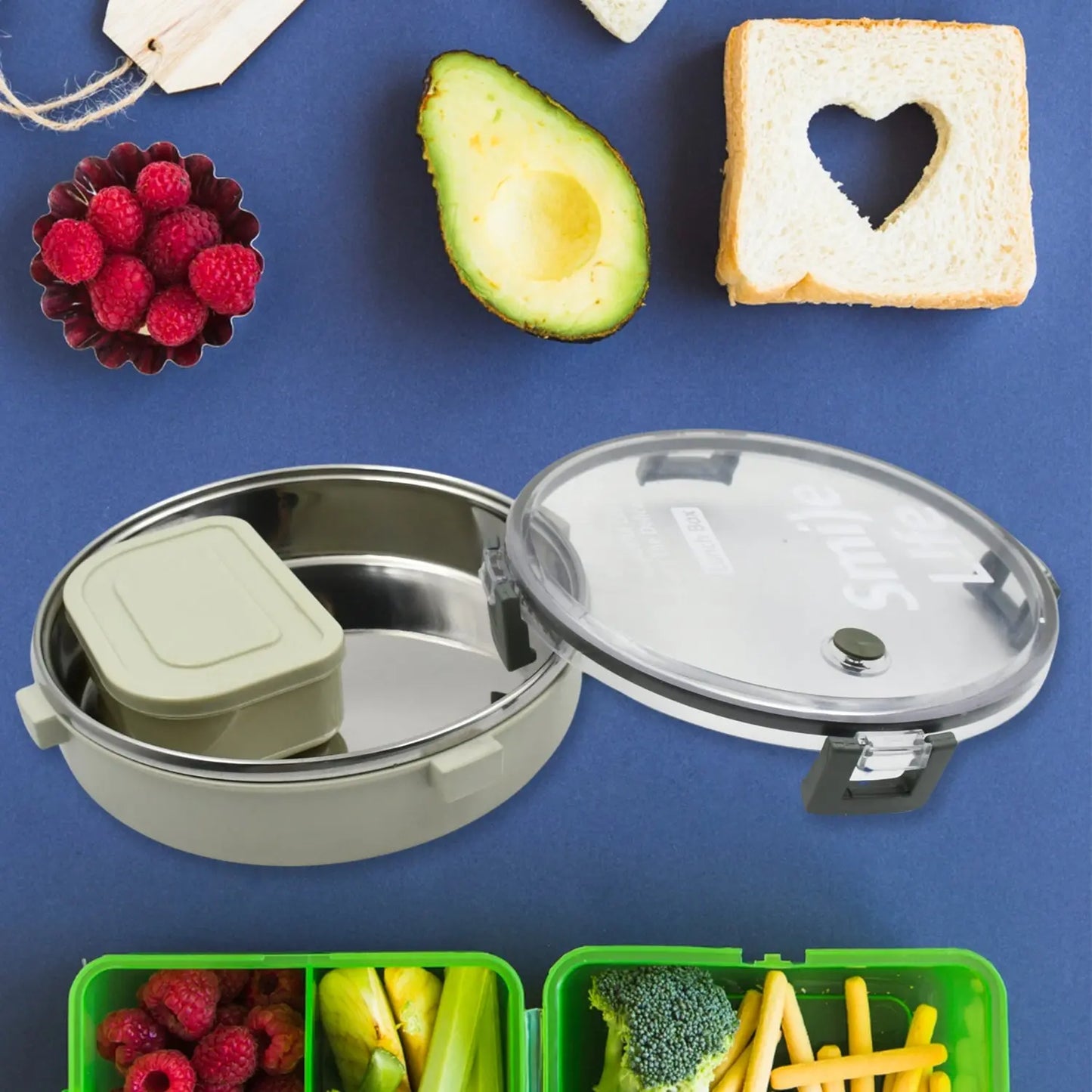 Miracle Stainless Steel Round Leak - Proof Lunch Box (450ml + 250ml) - Chestore