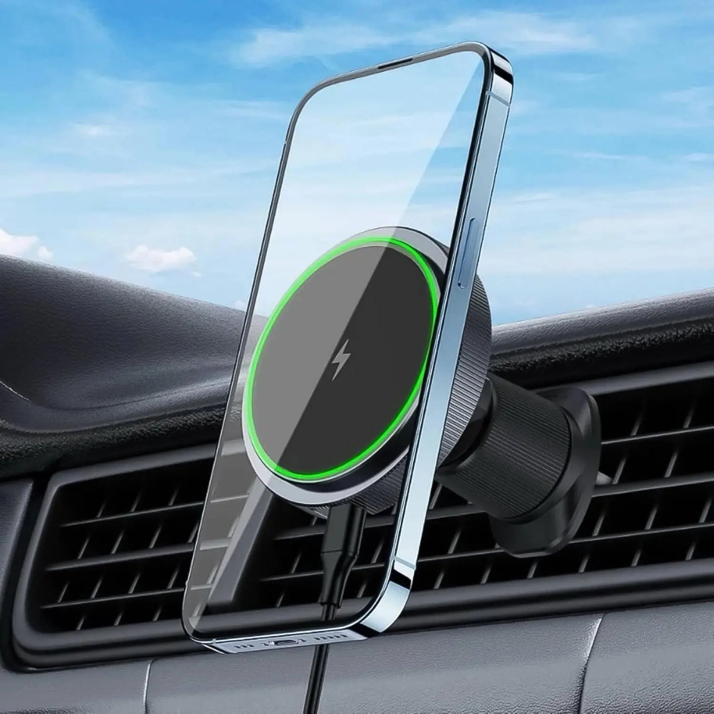 Magnetic Phone Mount Wireless Charger with Music Reactive Lights – 1 Set - Chestore