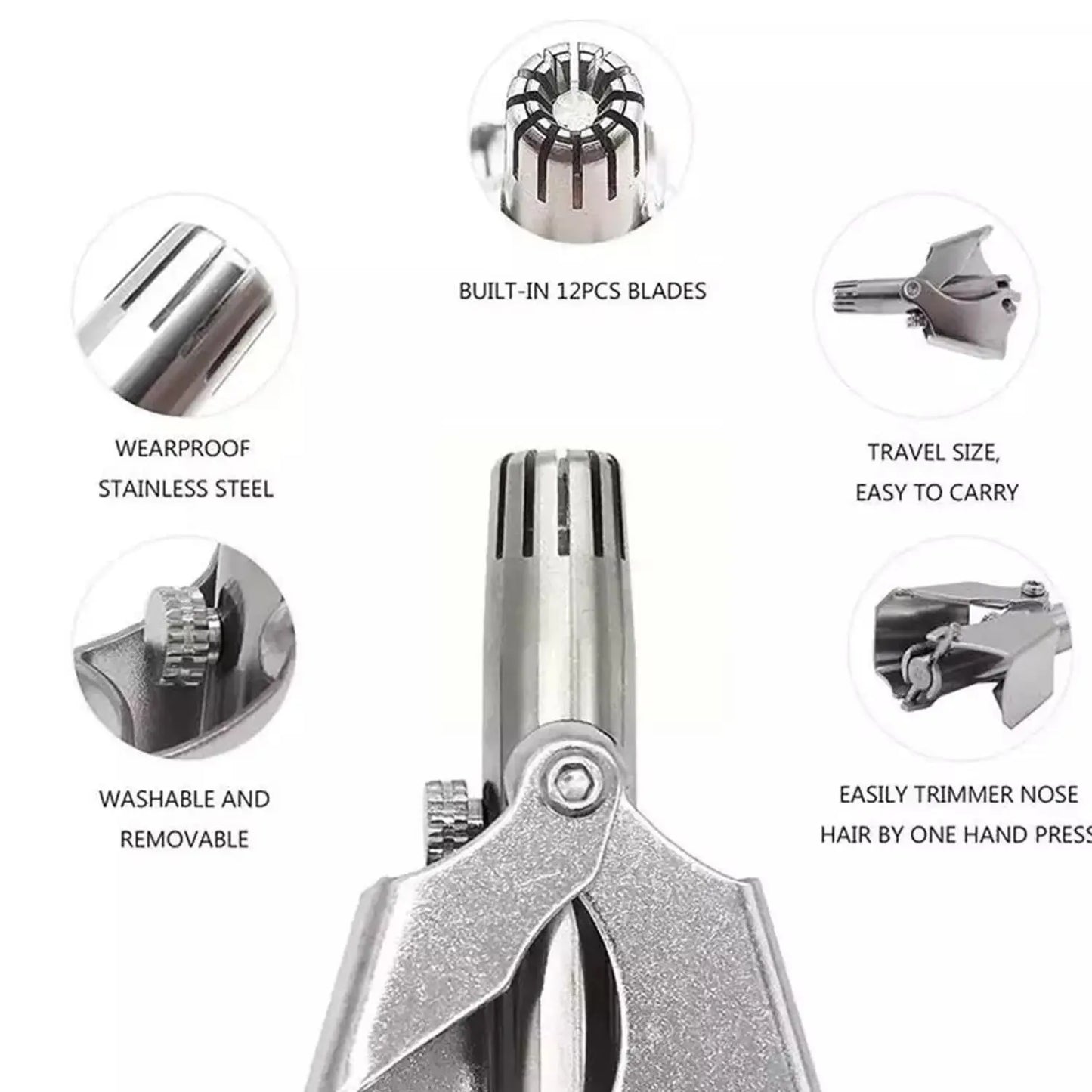 Nose Hair Clipper Stainless Steel Hair Remover (1 Pc With Brush Plastic Case) - Chestore