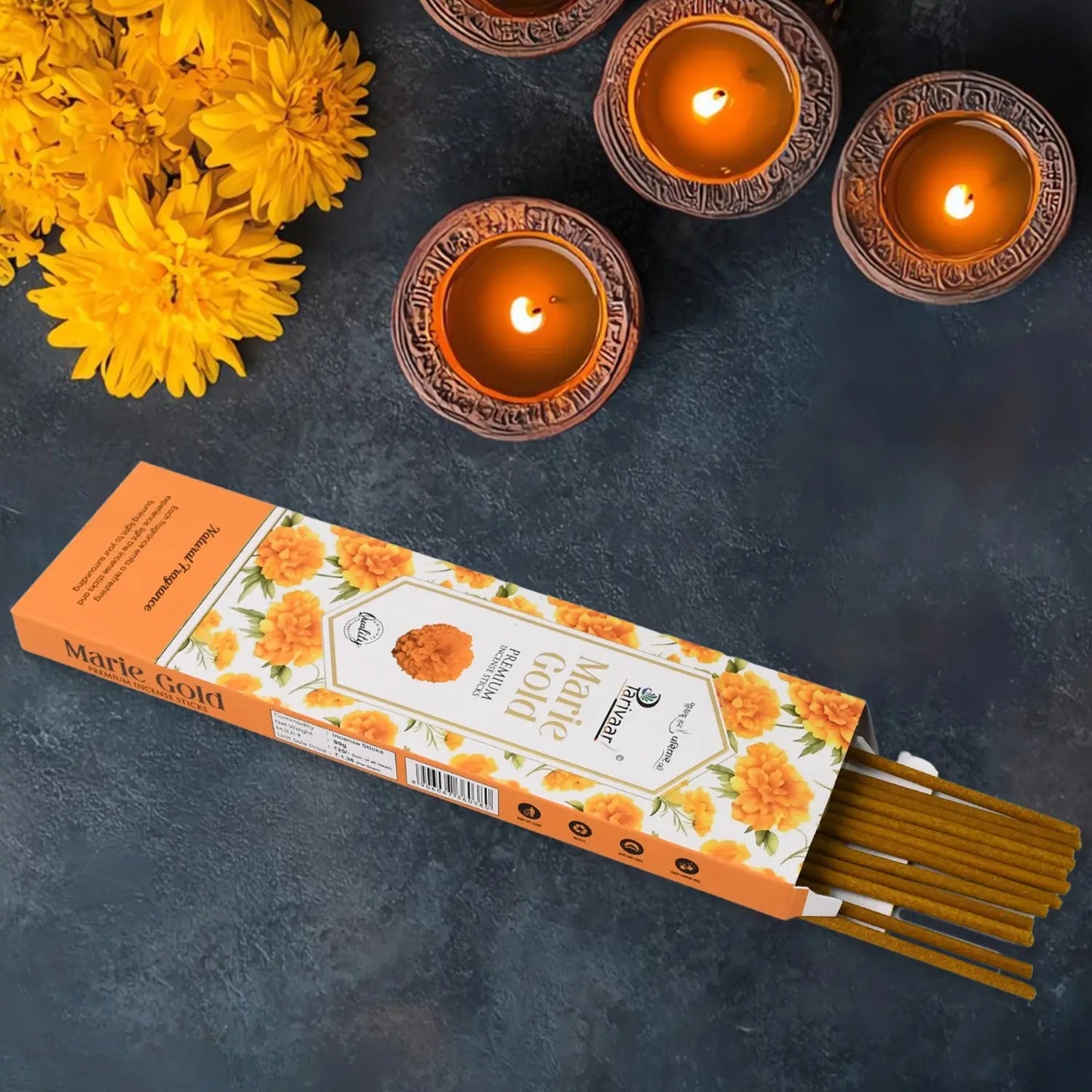 Marie Gold Premium Incense Sticks – Soothing Agarbatti for Home, Office & Meditation - Chestore
