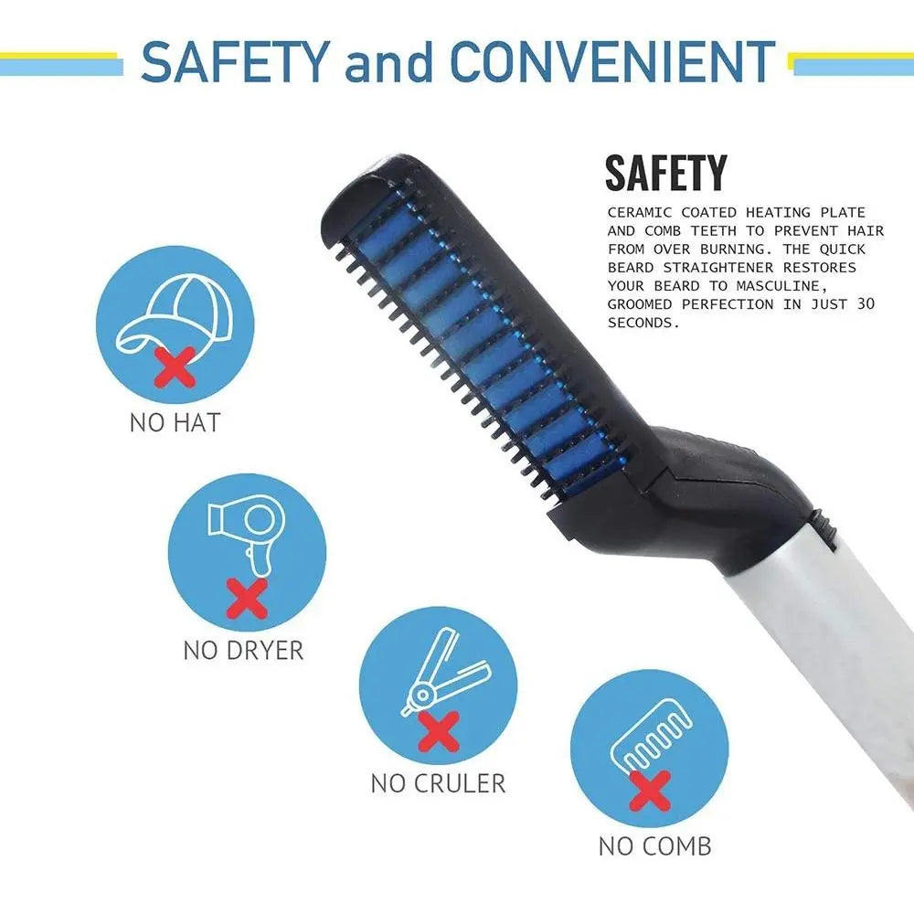 Mens Beard And Hair Curling Straightener (Modelling Comb) - Chestore