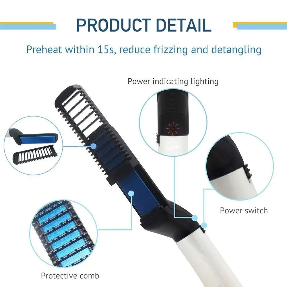 Mens Beard And Hair Curling Straightener (Modelling Comb) - Chestore