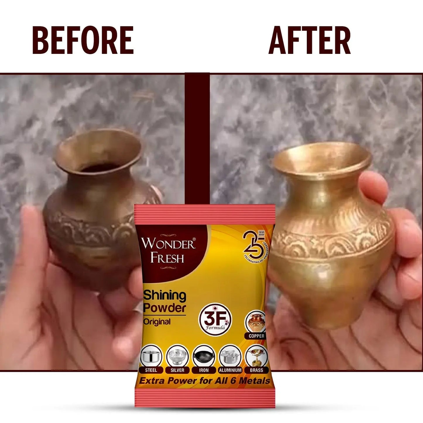 Shining Powder - Cleans & Polishes Copper, Brass, Silver, Aluminum, Iron & Steel – 200 gm - Chestore
