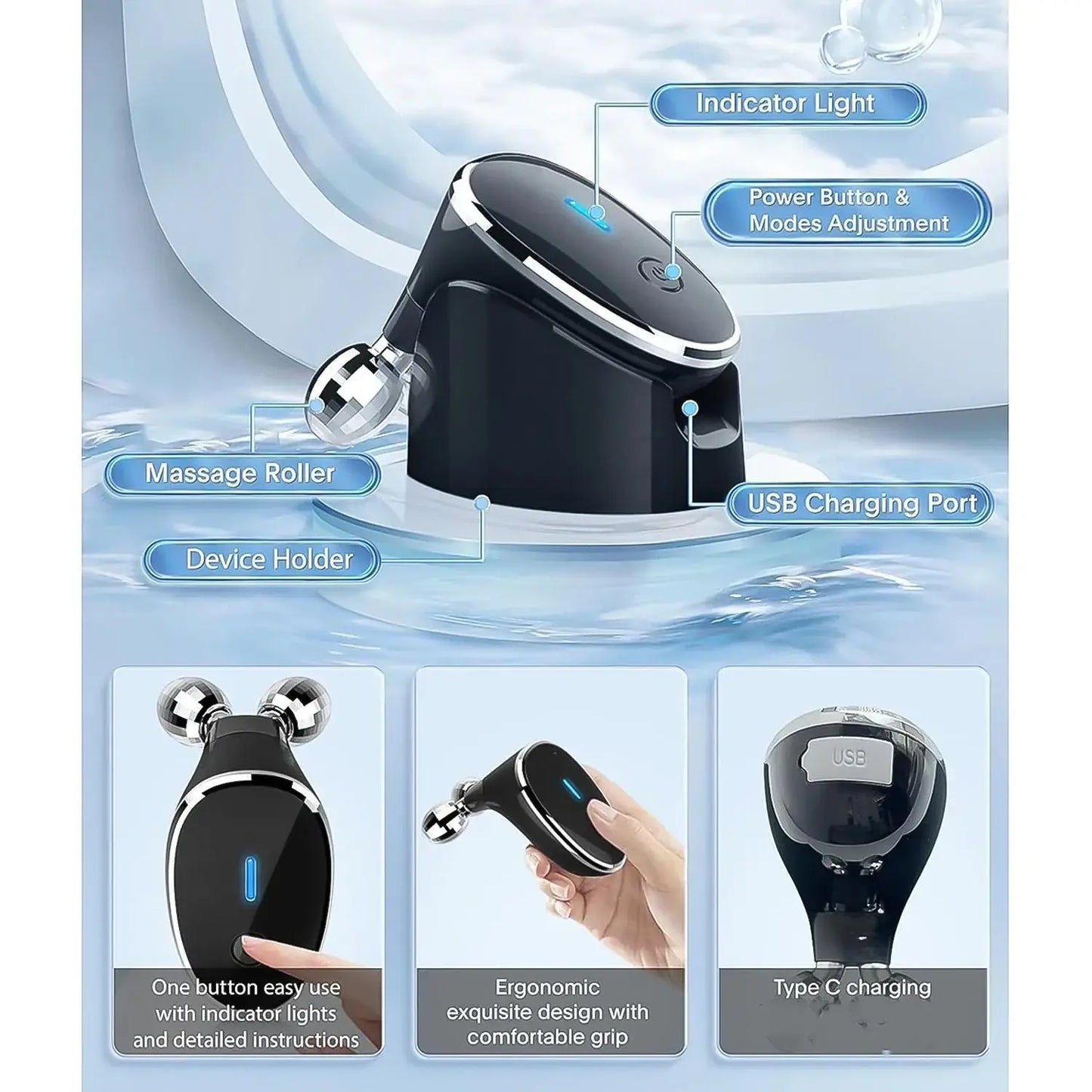 Microcurrent - Facial - Device Micro Current Face Massager Roller (1 Pc) - Chestore