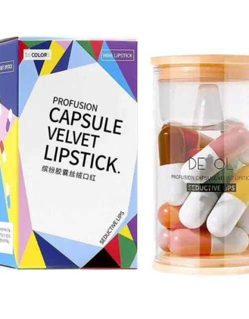 Mini capsule lipstick set – matte finish lipsticks in pill design – 6 pcs