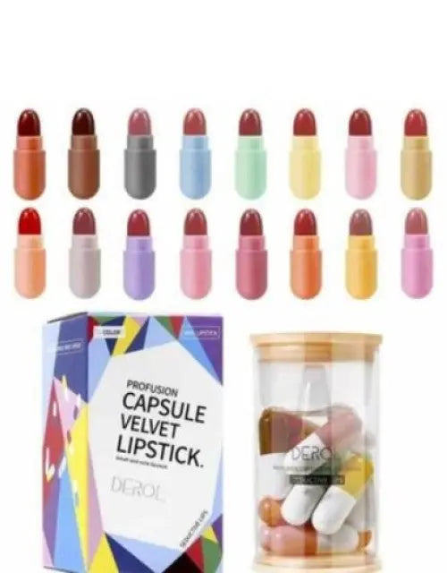 Mini capsule lipstick set – matte finish lipsticks in pill design – 6 pcs
