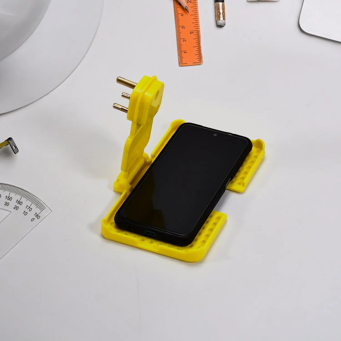 Multi - Purpose Wall Charging Stand – Mobile Holder for Socket Mount (Yellow) 🔌📱🟡 - Chestore