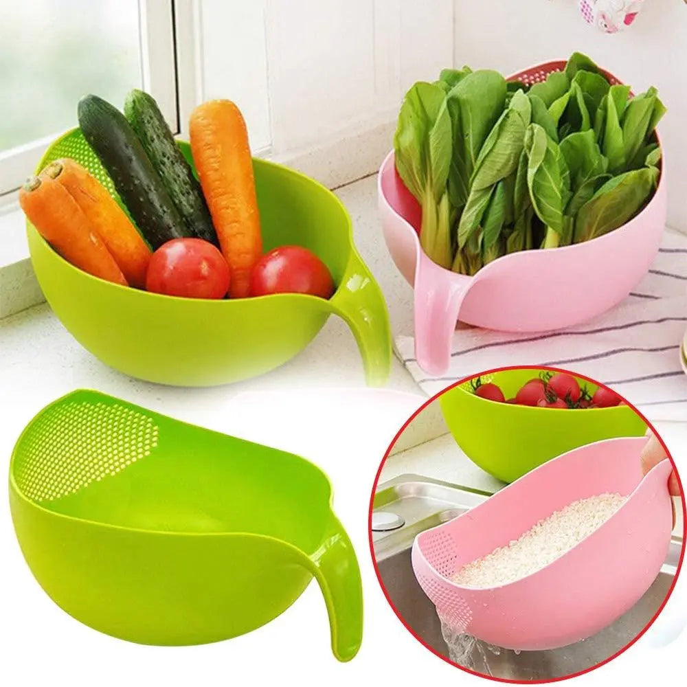 Rice Bowl Thick Drain Basket with Handle – Durable, Multi - Purpose Strainer - Chestore