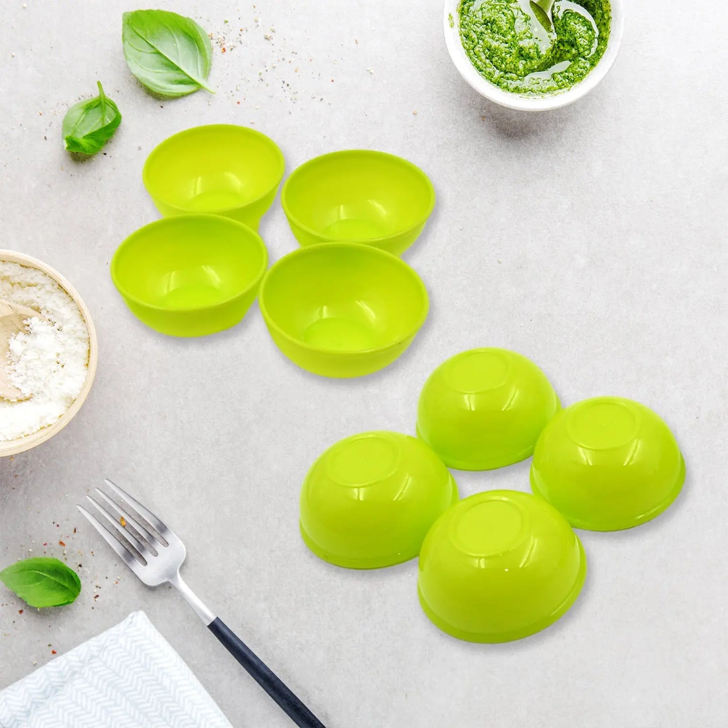 Multipurpose Small Round Plastic Bowl – 8 Pcs, Microwave & Dishwasher Safe - Chestore