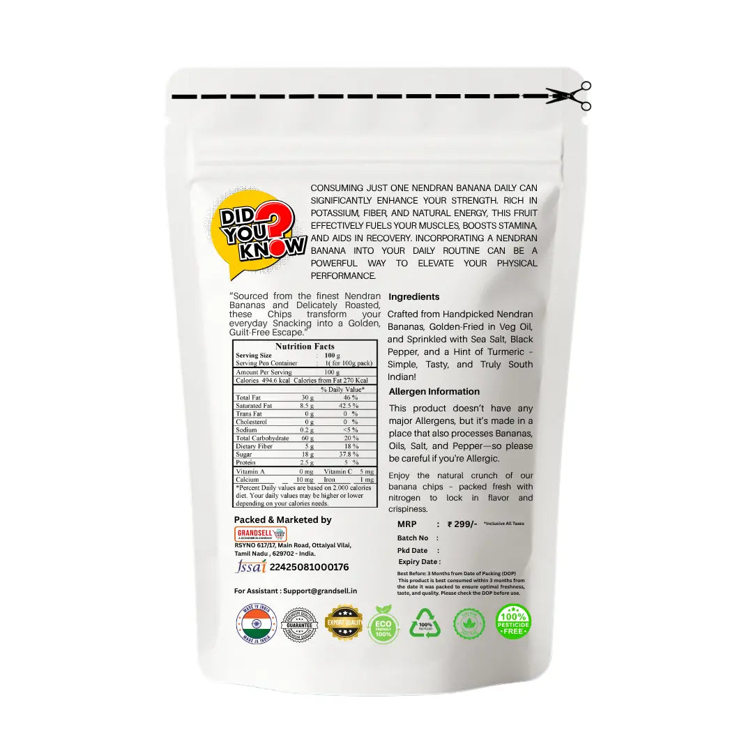Back view of a white packaging with text and logos on a white background