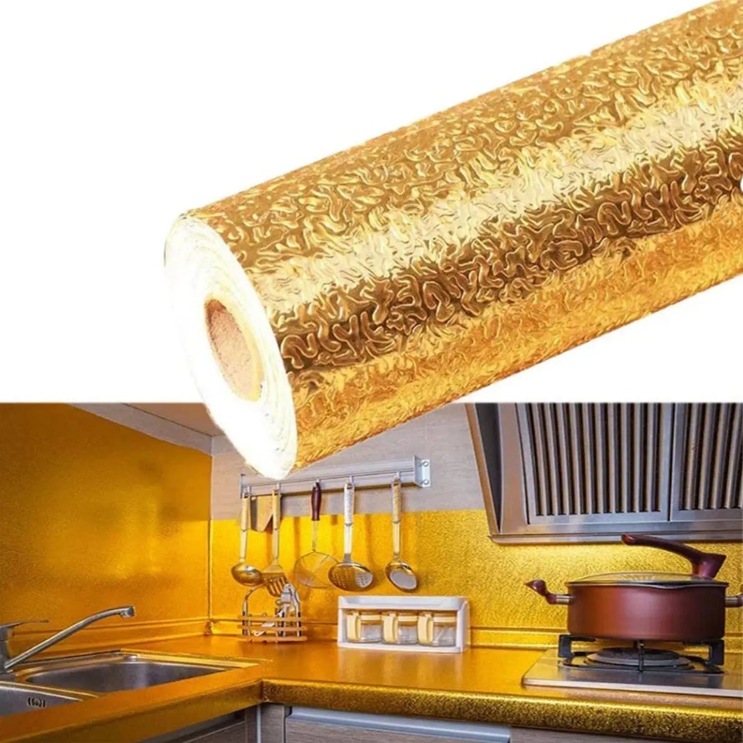 Oil - Proof Waterproof Sticker | Self - Adhesive Aluminum Foil Wallpaper (60 cm x 2 m) - Chestore