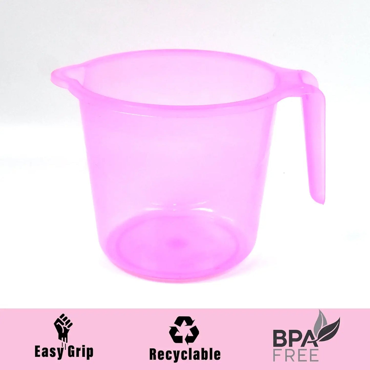 Plastic Round Transparent Bath Water Mug – 1200ml (Mix Color) - Chestore